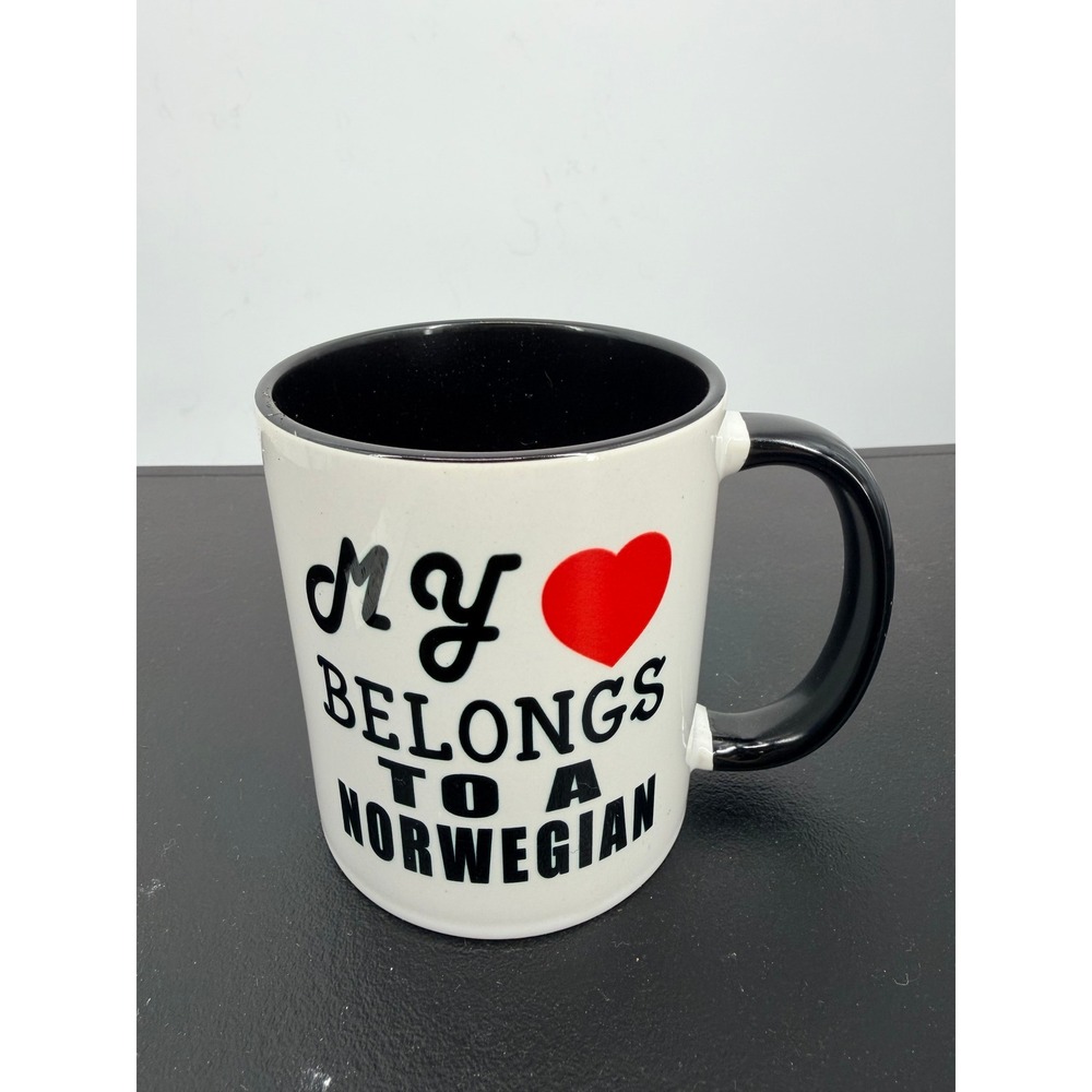 My Heart Belongs to a Norwegian Coffee Mug White Black Ceramic Heritage Cup